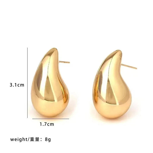 New 2PC/set Gradient Waterdrop Hoop Earrings Dupes for Women Thick Metallic Colorful Tear Drop Earring Lightweight Jewelry Gifts