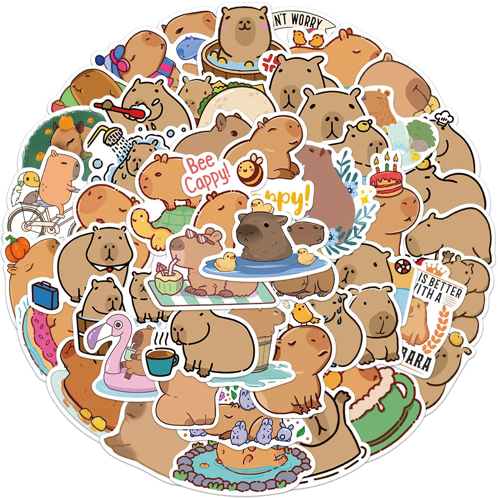 50pcs Cartoon Capybara Sticker Decals Decoration DIY Phone Notebook Suitcase Laptop Fridge Kids Sticker