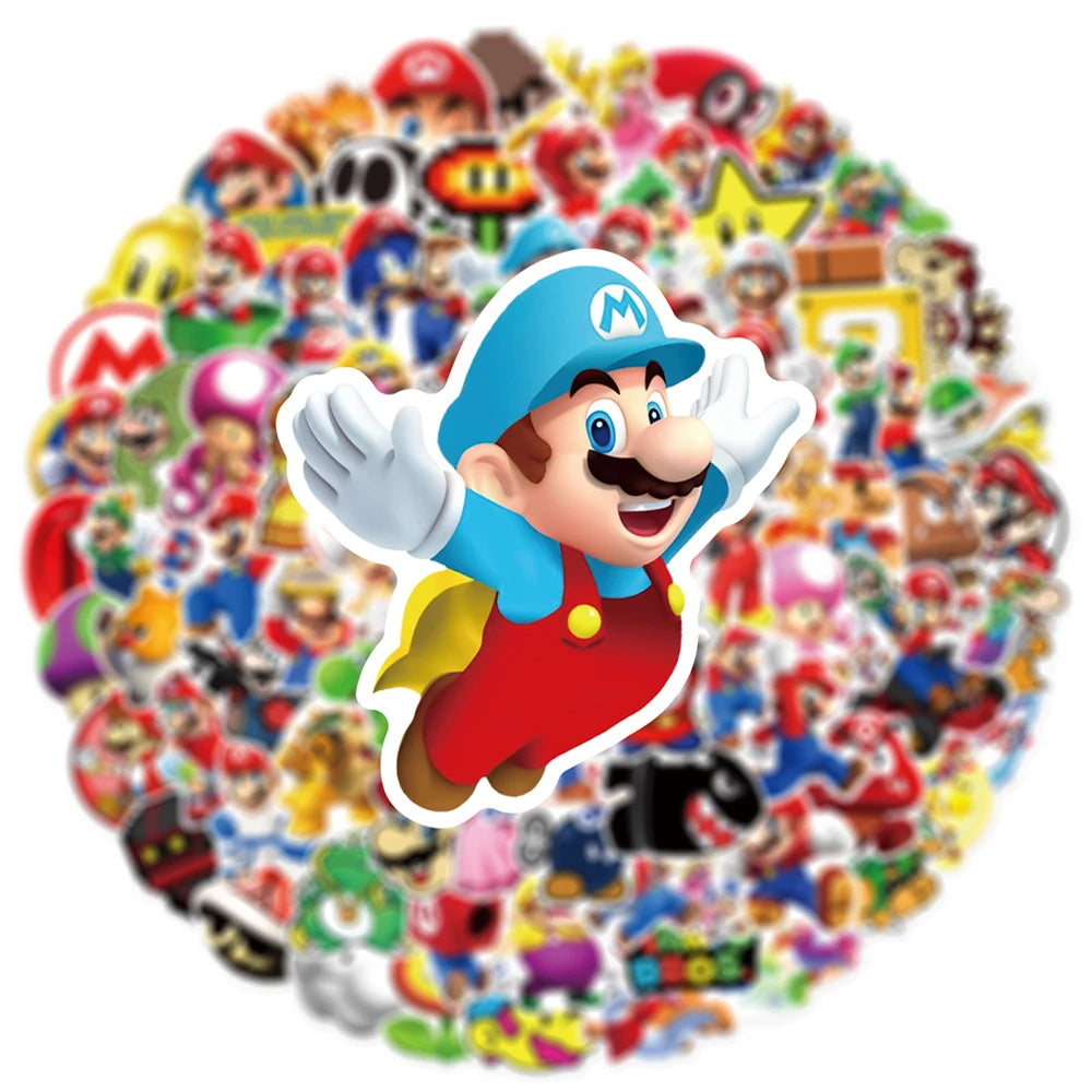 10/30/50/100pcs Super Mario Bros Cartoon Stickers Cute Peach Luigi Kids Sticker Toy Phone Notebook Luggage Anime Graffiti Decals