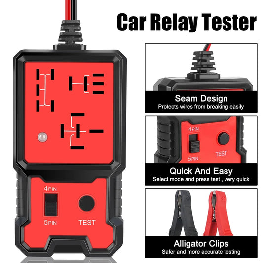 Car Relay Tester Voltage Tester Universal 12V Car Battery Checker Automotive Electronic Relay Tester LED Indicator Light