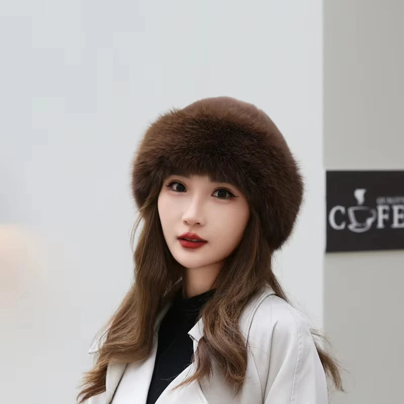 Fashion Winter Thick Furry Hairband Fluffy Russian Faux Fur Women Girl Fur Hat Winter Outdoor Earwarmer Ski Hats New Beanies Cap