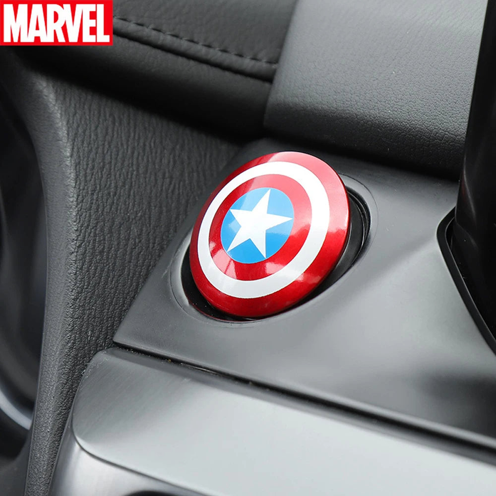 Anime Captain America Iron Man Car Engine Ignition Start Switch Button Protective Cover Sticker Marvel Car Trim Accessories Toy