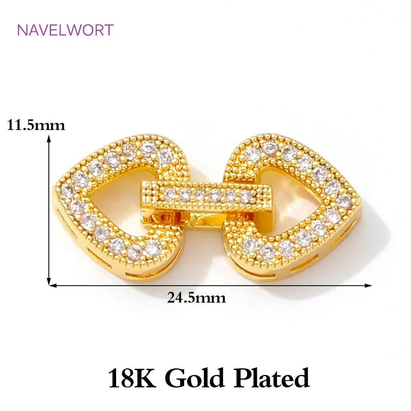 18K Gold Plated Inlaid Zircon Connector Clasp Fastener Brass Pearl Clasp Connector For Jewelry Making DIY Bracelet Accessories