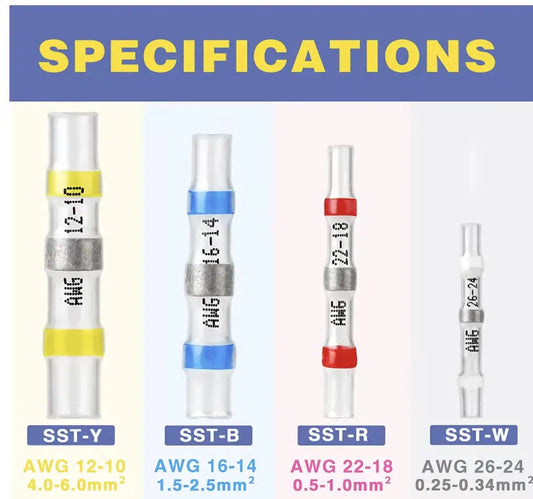 1 Set, Heat Shrink Connectors, Waterproof Insulated Electrical Crimp Wire Connectors, Splice Terminal For Automotive Marine Boat