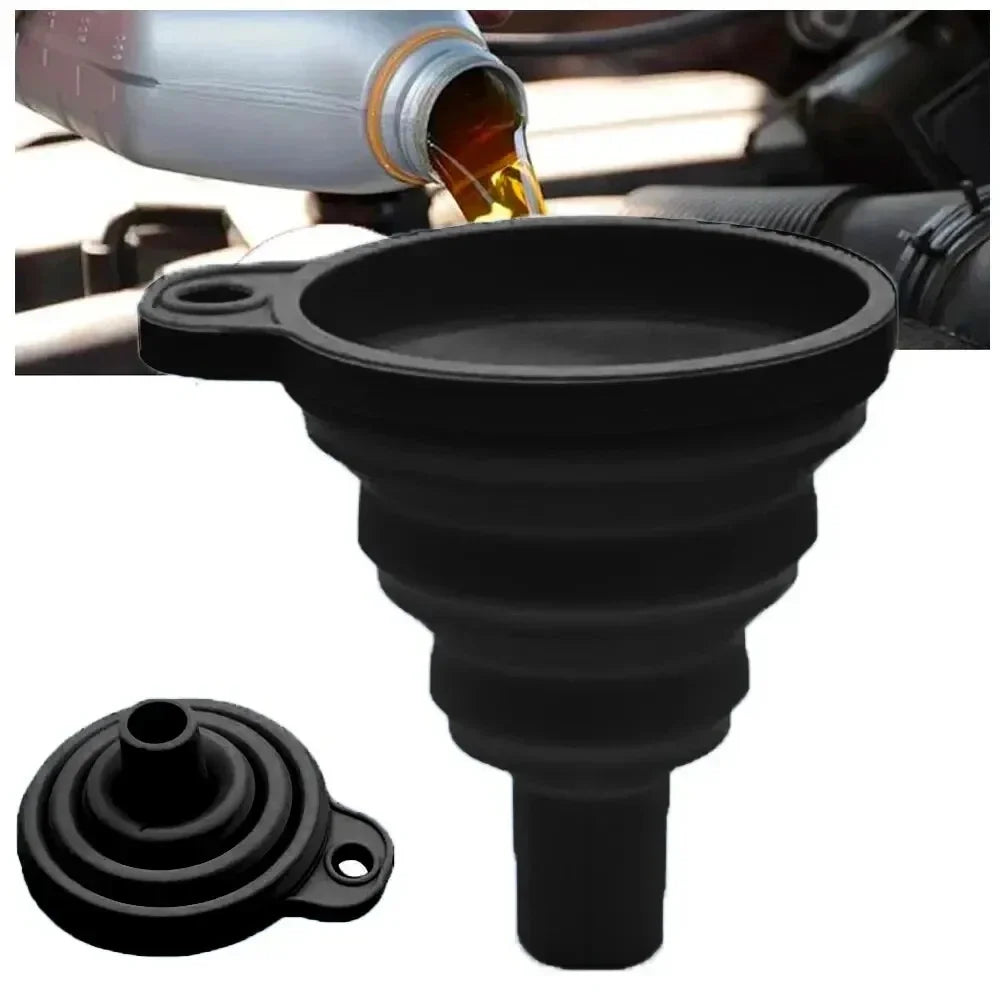 1 portable automotive engine funnel Universal silicone liquid funnel washer for liquid change foldable