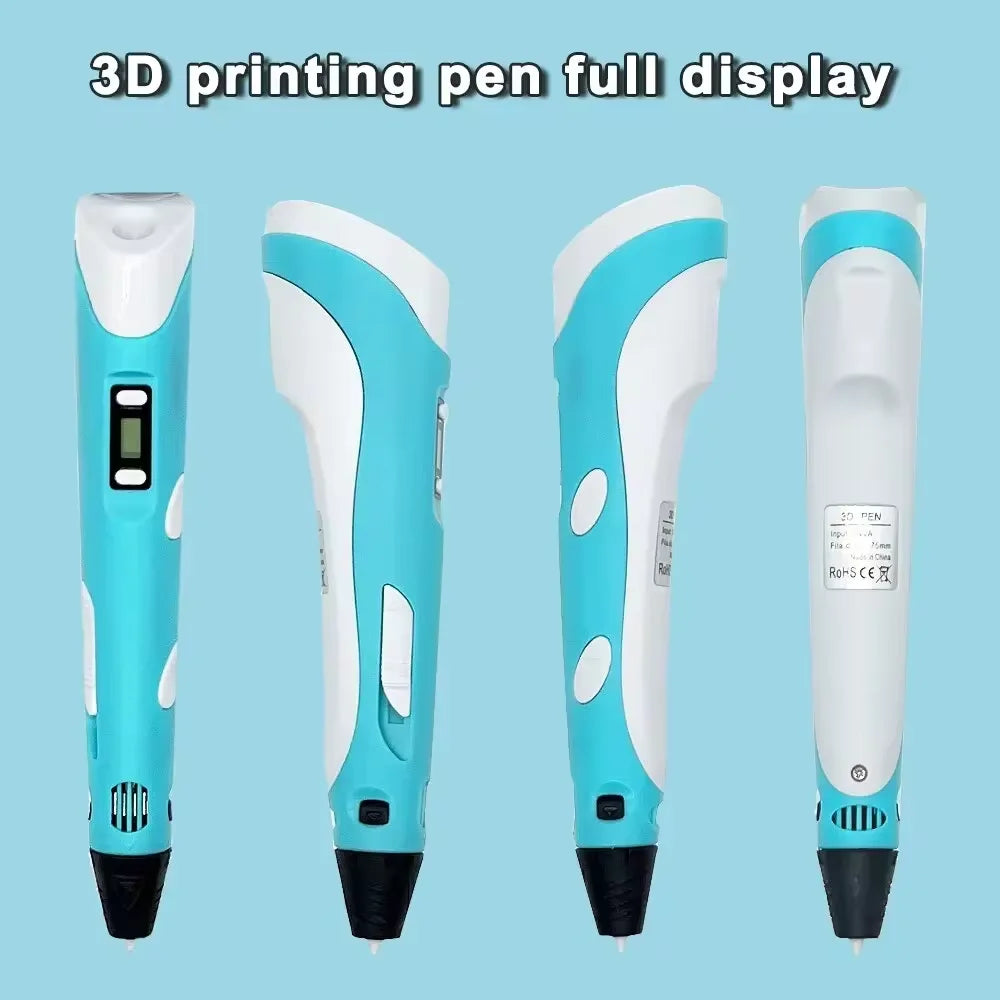 Electronic 3D Printing Pen with 9M PLA Consumables High-Temperature 3D Graffiti Tool Intelligent Toy Christmas Birthday Gift