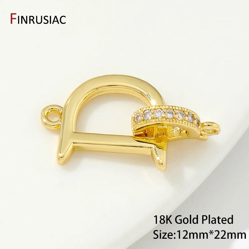 18K Gold Plated Brass Fasteners For Bracelets Lock,Jewelry Clasps Accessories,DIY Needlework Beads Jewelry Making Findings