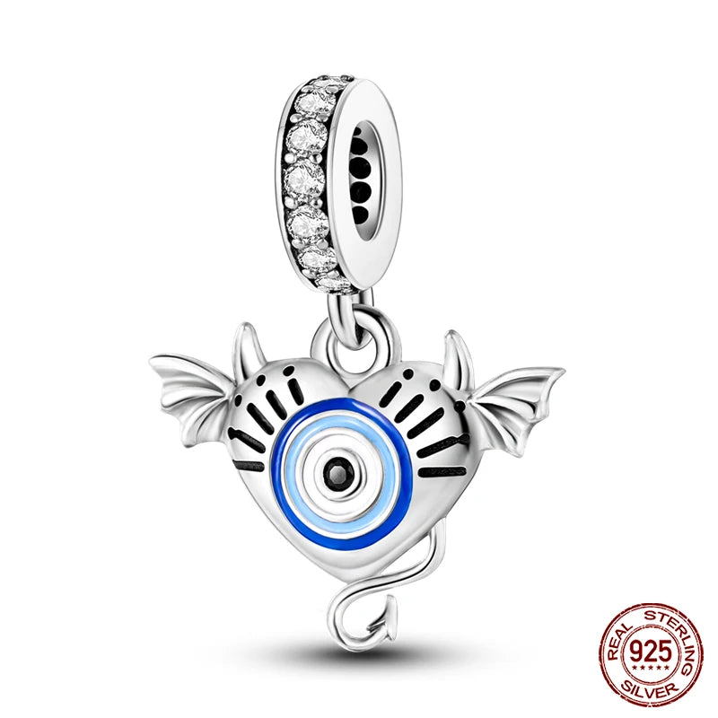 100% Real 925 Silver Plated Classic Devil's Eye Charms Beads For Women Fit Original Pandora Bracelets Fine DIY Jewelry Making