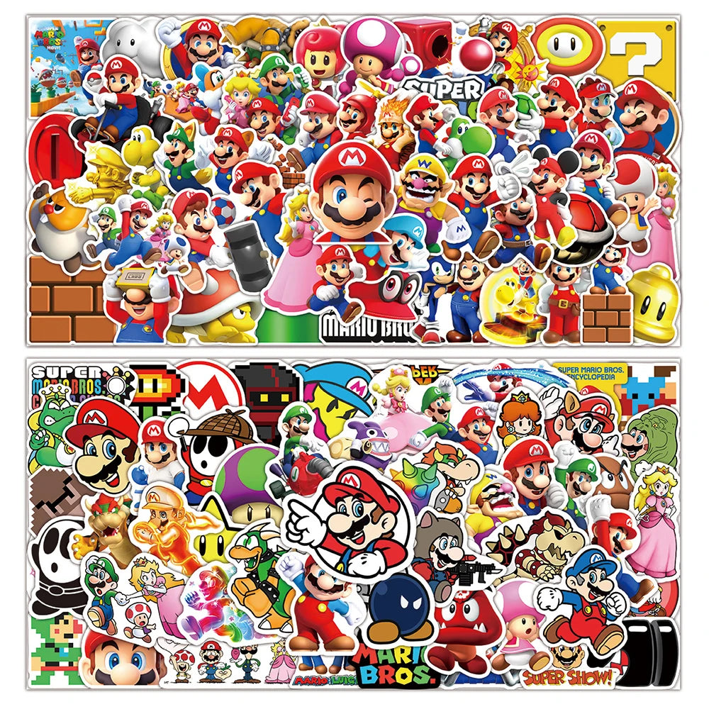 10/30/50/100pcs Super Mario Bros Cartoon Stickers Cute Peach Luigi Kids Sticker Toy Phone Notebook Luggage Anime Graffiti Decals