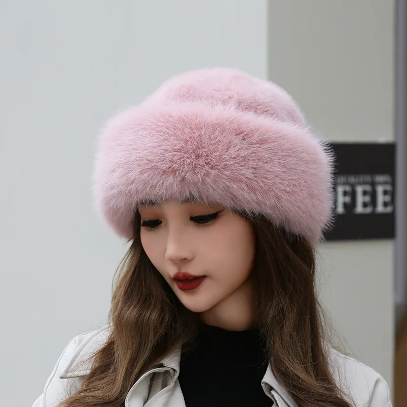 Fashion Winter Thick Furry Hairband Fluffy Russian Faux Fur Women Girl Fur Hat Winter Outdoor Earwarmer Ski Hats New Beanies Cap