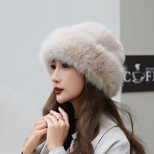 Fashion Winter Thick Furry Hairband Fluffy Russian Faux Fur Women Girl Fur Hat Winter Outdoor Earwarmer Ski Hats New Beanies Cap