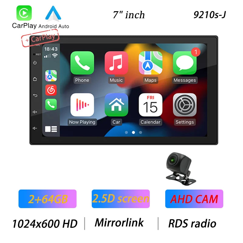 BQCC 4core 2 Din Car Radio Androidauto Carplay Android 13 GPS Car Audio 7"/9"/10" WIFI BT IPS Automotive Multimedia Player