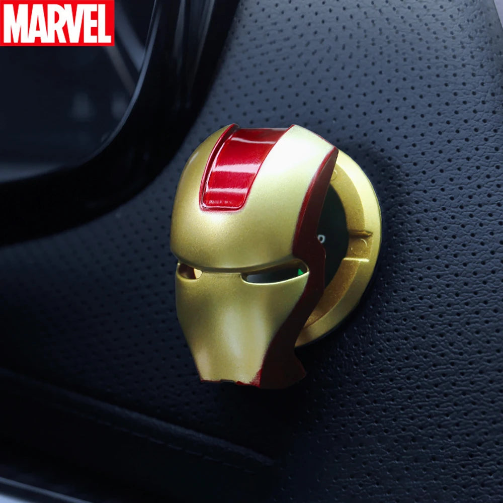 Anime Captain America Iron Man Car Engine Ignition Start Switch Button Protective Cover Sticker Marvel Car Trim Accessories Toy