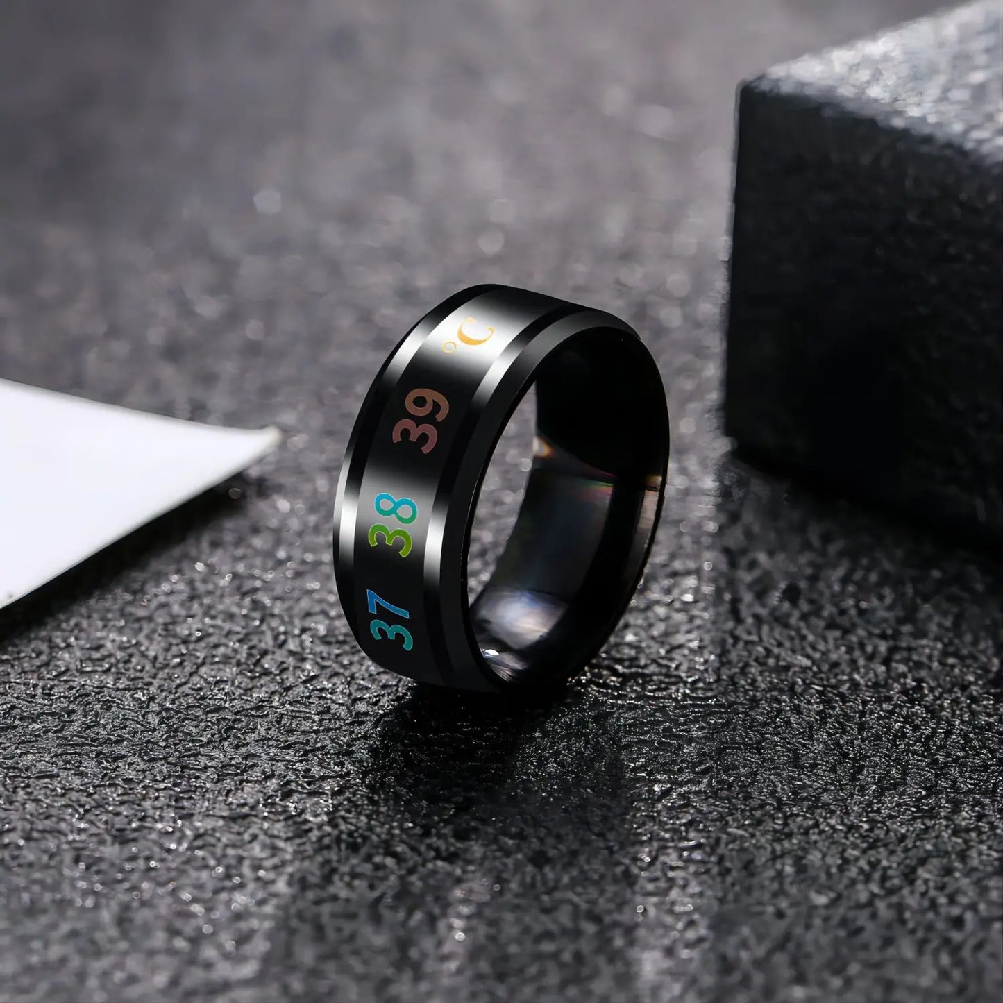 Temperature Ring Titanium Steel Mood Emotion Feeling Intelligent Temperature Sensitive Ring for Women Men Waterproof Jewelry