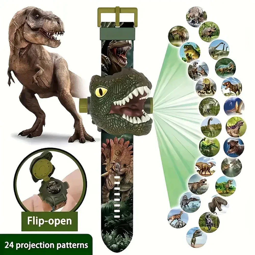 1Pc 3D Dinosaur Projection Electronic Watch for Kids - Fun Luminous Toy and Kindergarten Gift