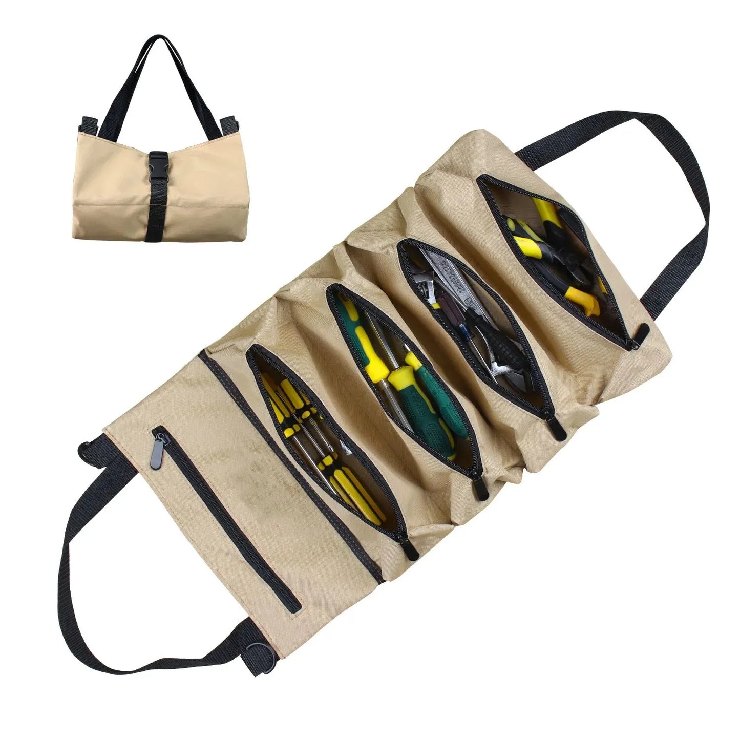 Portable Oxford Cloth Storage Bag Toolkit Car Automotive Motorcycle Canvas Wrench Tool Organizer Bucket Hanging Zipper Camping