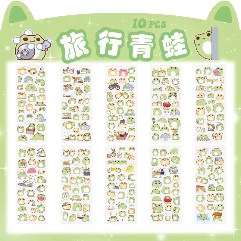 Kawaii Scrapbooking Stickers Bicycle Decals Gift Frog Students Cartoon Stationery PET Diary Stickers Notebook Cute Girls