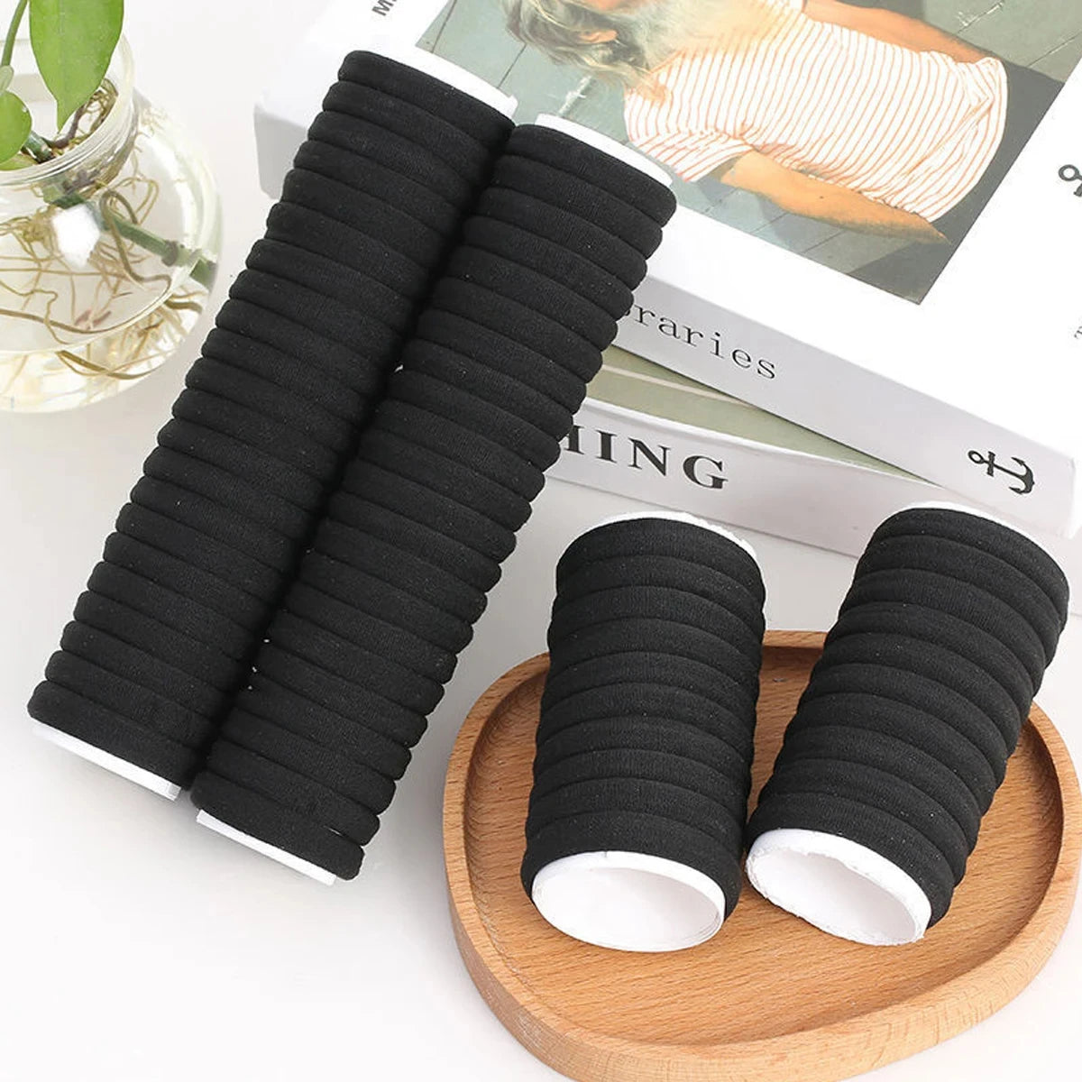 100pcs Black Hair Bands for Women Girls Hairband High Elastic Rubber Band Hair Ties Ponytail Holder Scrunchies Accessorie