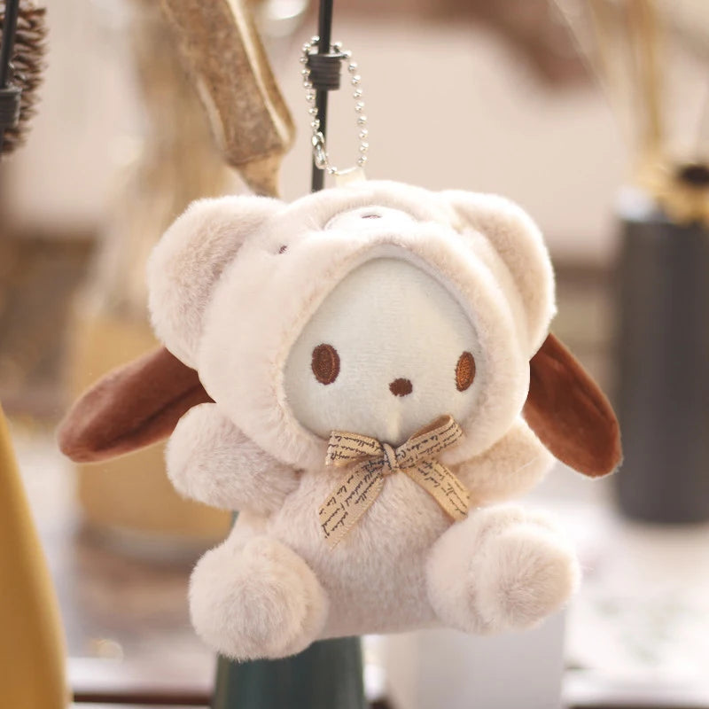 1PCS Kawaii Anime Sanrios Mocha Series Cinnamoroll Plush Toy 12CM Pendant Keychains Gift Cartoon Creative Mocca Dog Plush Doll