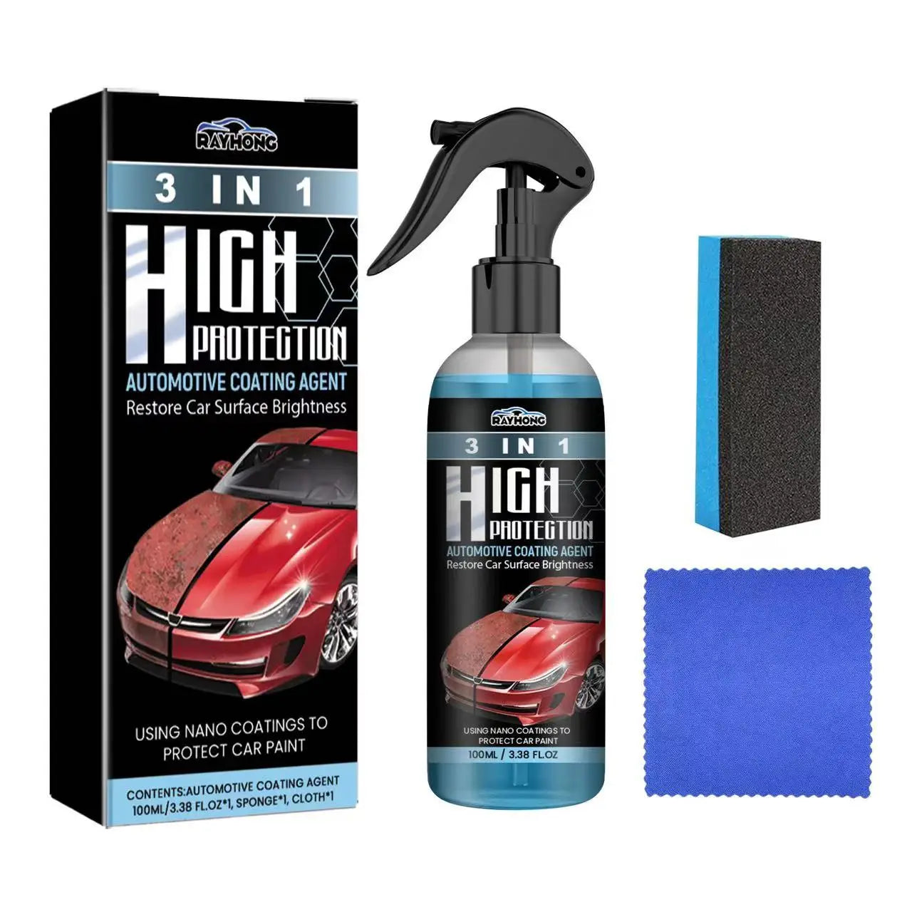 Rayhong 3 in 1 High Protection Fast Automotive Paint Spray Automatic Hand Paint Color Change Cleaning Coating Spray