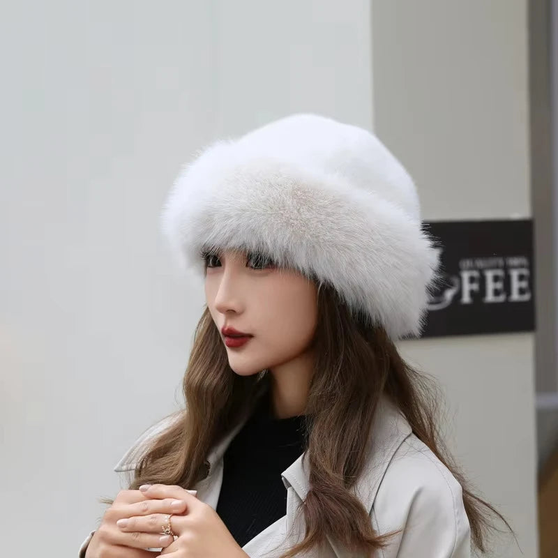 Fashion Winter Thick Furry Hairband Fluffy Russian Faux Fur Women Girl Fur Hat Winter Outdoor Earwarmer Ski Hats New Beanies Cap