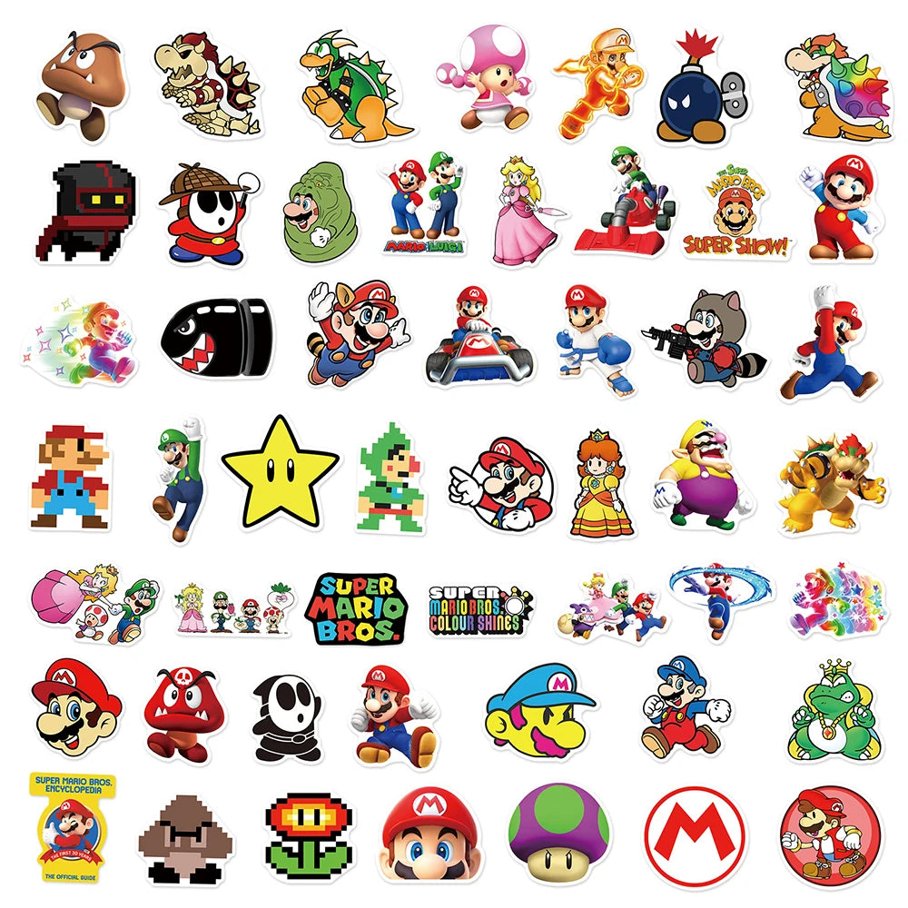 10/30/50/100pcs Super Mario Bros Cartoon Stickers Cute Peach Luigi Kids Sticker Toy Phone Notebook Luggage Anime Graffiti Decals