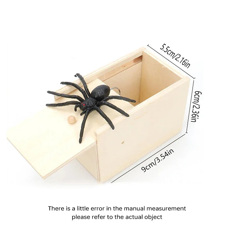 Trick Spider Funny Scare Box Wooden Hidden Box Quality Prank Wooden Scare Box Fun Game Prank Trick Friend Office Toys