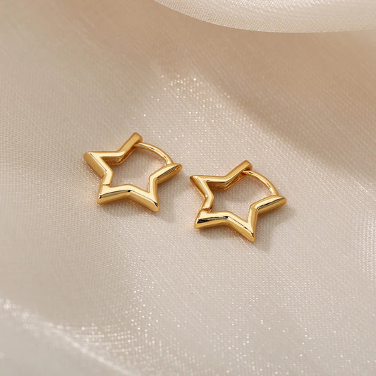 Geometric Star Earrings For Women Stainless Steel Star Hoop Earring Girl Jewelry Gift Charm Hypoallergenic Accessories Brincos