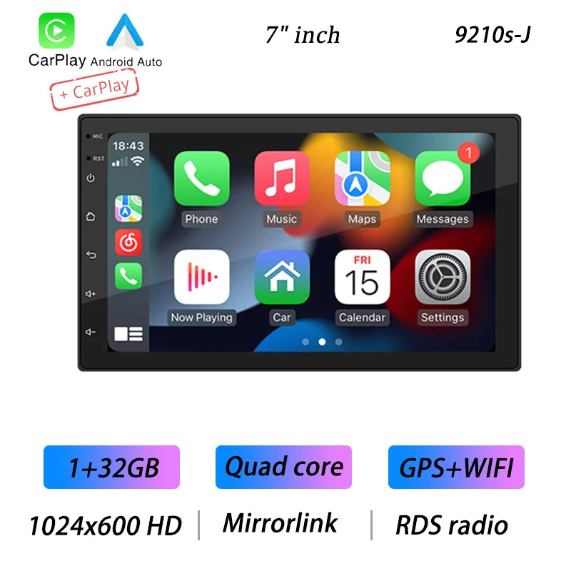 BQCC 4core 2 Din Car Radio Androidauto Carplay Android 13 GPS Car Audio 7"/9"/10" WIFI BT IPS Automotive Multimedia Player