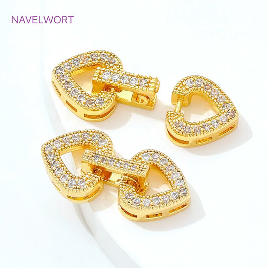 18K Gold Plated Inlaid Zircon Connector Clasp Fastener Brass Pearl Clasp Connector For Jewelry Making DIY Bracelet Accessories