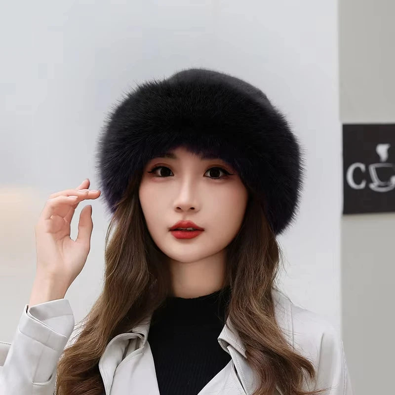 Fashion Winter Thick Furry Hairband Fluffy Russian Faux Fur Women Girl Fur Hat Winter Outdoor Earwarmer Ski Hats New Beanies Cap