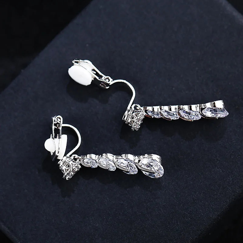 Fashion Luxury Vintage Cubic zirconia Clip Earrings Without Piercing For Women Fine Jewelry Accessory Brincos High Quality