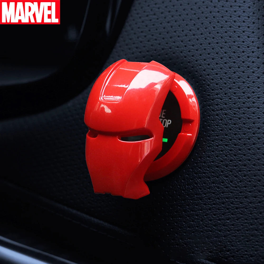 Anime Captain America Iron Man Car Engine Ignition Start Switch Button Protective Cover Sticker Marvel Car Trim Accessories Toy