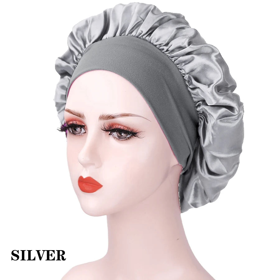 New 1pcs Silk Bonnet for Sleeping Round Haircare Women Shower Cap Head Shower Hat Hair Accessories Bathroom Products Hair Bonnet