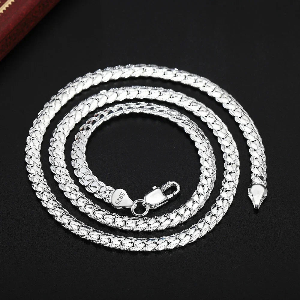 18K Gold color Silver Color 6mm Full Sideways Necklace 8/18/20/24 Inch Chain For Woman Men Fashion Wedding Engagement Jewelry