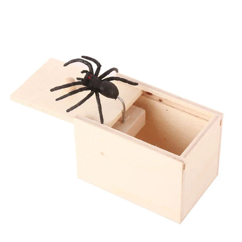 Trick Spider Funny Scare Box Wooden Hidden Box Quality Prank Wooden Scare Box Fun Game Prank Trick Friend Office Toys