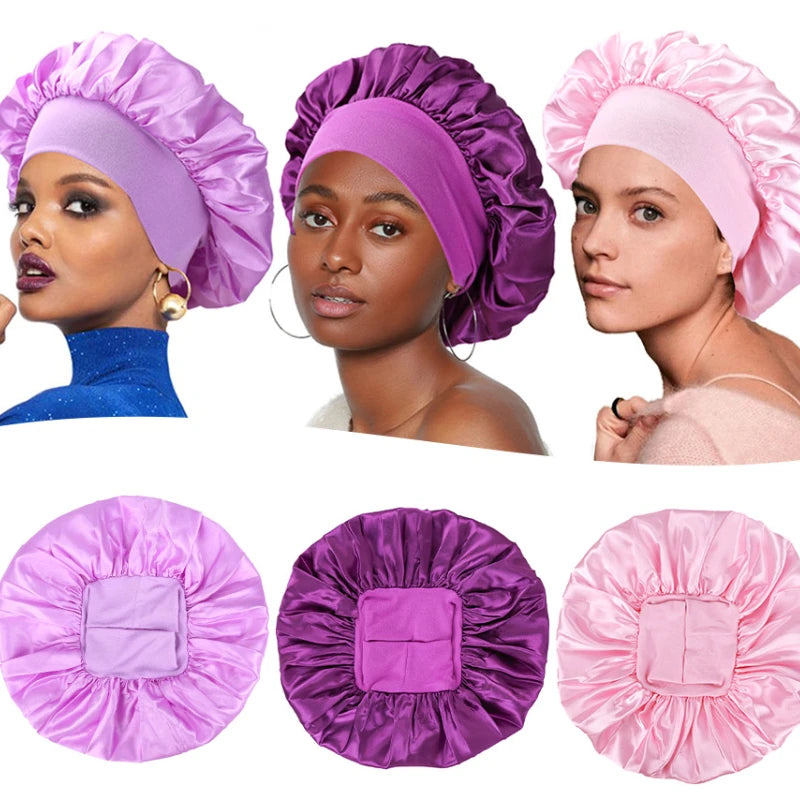 New 1pcs Silk Bonnet for Sleeping Round Haircare Women Shower Cap Head Shower Hat Hair Accessories Bathroom Products Hair Bonnet