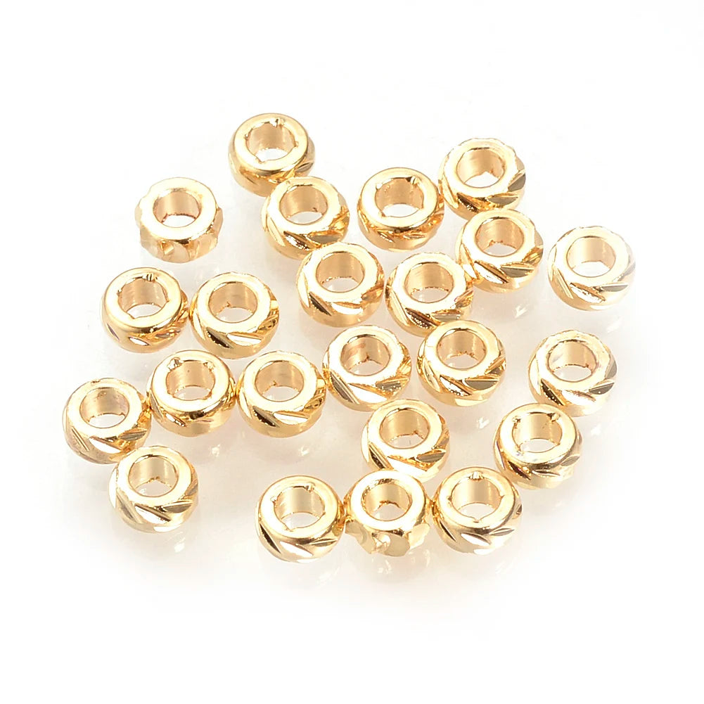 50Pcs 3x1.5mm Brass Spacer Beads Twist Circle Spacer Beads Real 18K Gold Plated for Jewelry Making Diy Findings Accessories