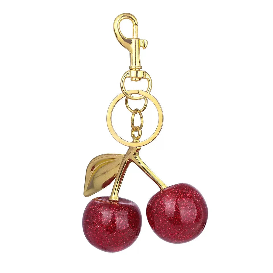 ZAKOL Fashion Red Cherry Keychain Summer Fruits Cherries Pendant Keyring For Women Men Jewelry Bag Accessories Gift