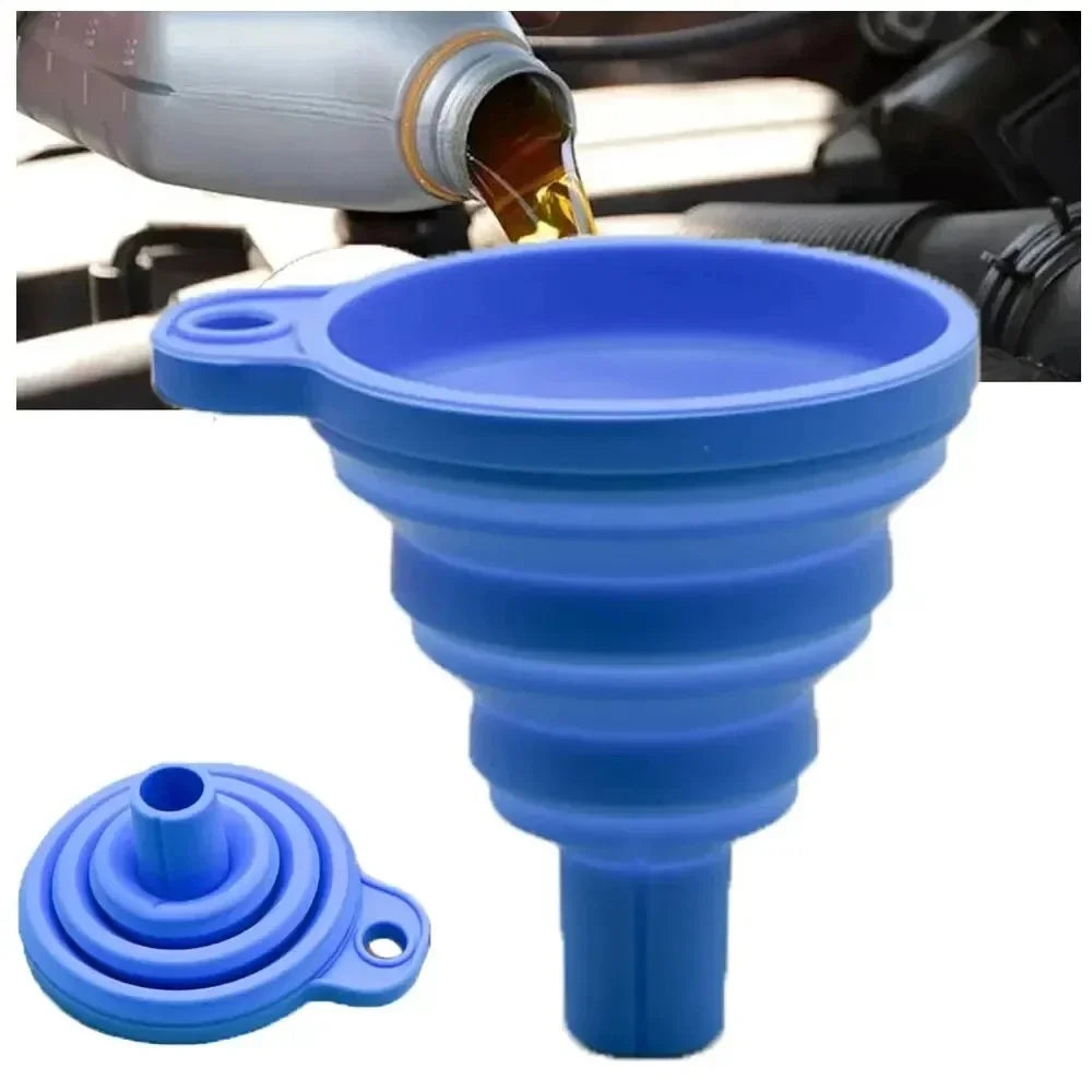 1 portable automotive engine funnel Universal silicone liquid funnel washer for liquid change foldable