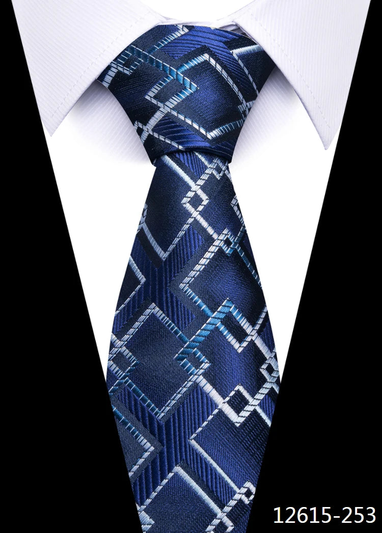 Hot Sale Brand New Style Tie Blue Golden Stripe Suit Accessories Necktie Men Gravata Fit Wedding Holiday Present