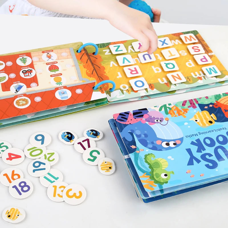 Montessori Busy Book Sticker Quiet Book for Kids Early Educational Toy Toddlers Matching Puzzles Game Baby Learning Toys Gifts