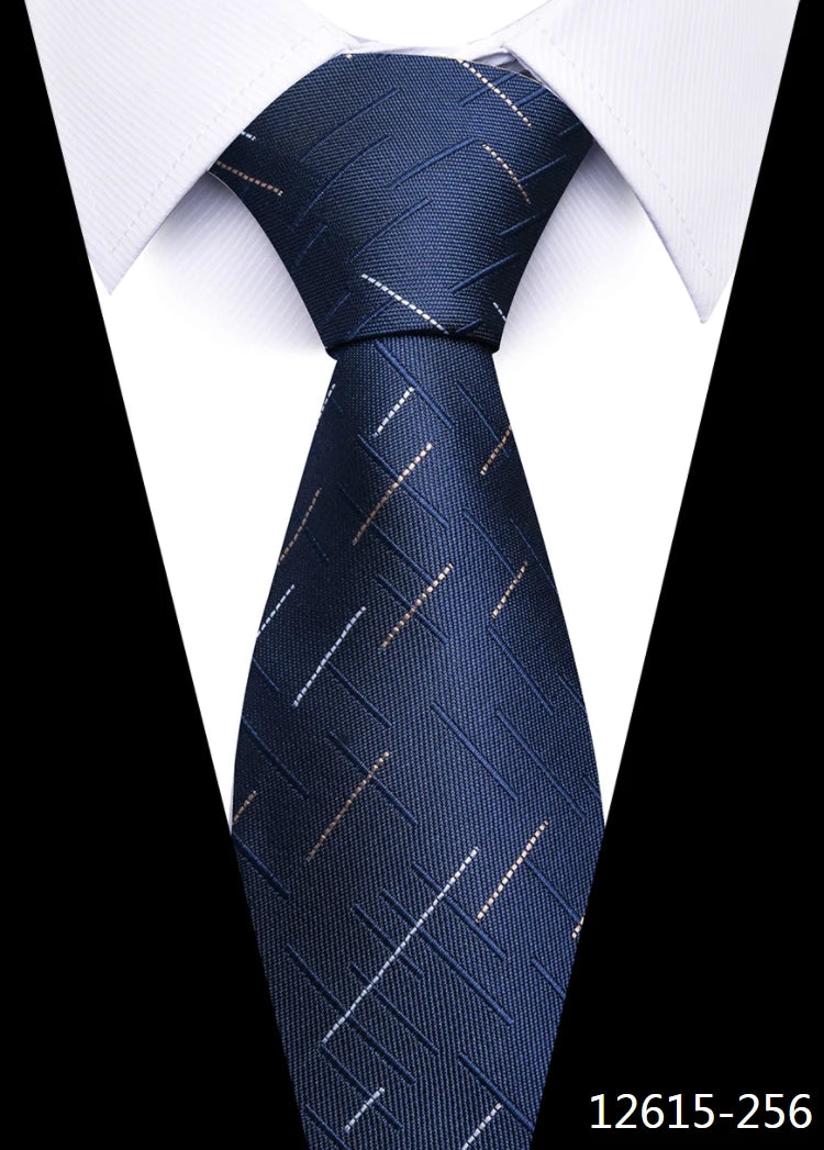 Hot Sale Brand New Style Tie Blue Golden Stripe Suit Accessories Necktie Men Gravata Fit Wedding Holiday Present