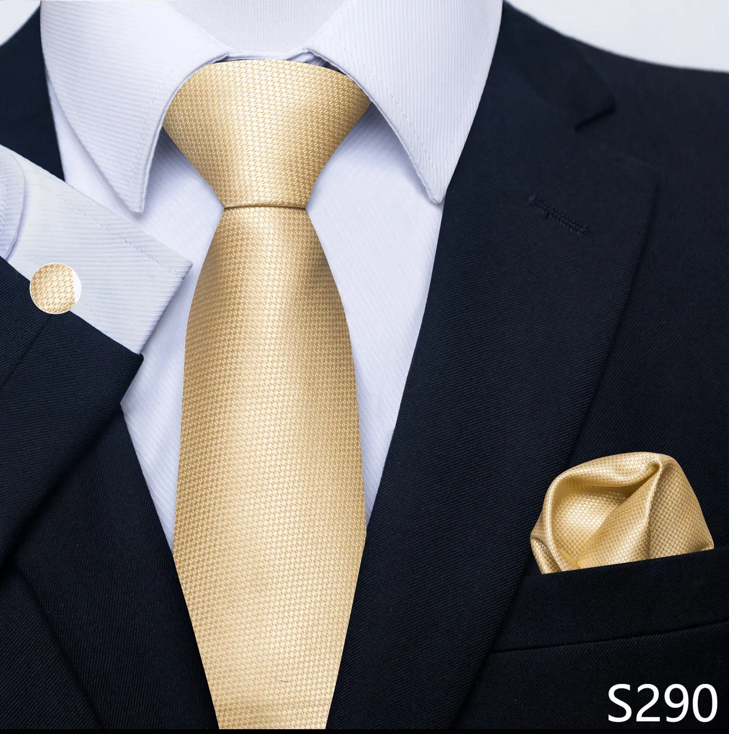 Tie For Men Tie Pocket Squares Set Blue Gold  Wedding Present Necktie Suit Accessories Fit Group Holiday Party