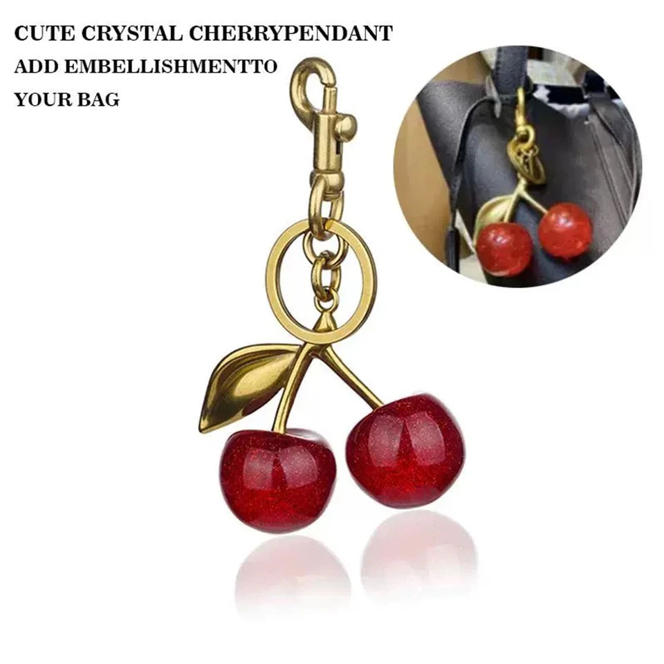 ZAKOL Fashion Red Cherry Keychain Summer Fruits Cherries Pendant Keyring For Women Men Jewelry Bag Accessories Gift