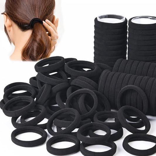 100pcs Black Hair Bands for Women Girls Hairband High Elastic Rubber Band Hair Ties Ponytail Holder Scrunchies Accessorie