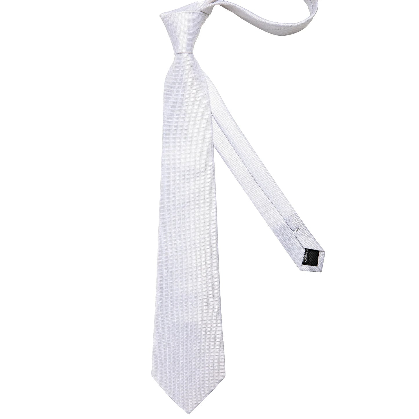 Solid White Polyester Ties for Men Wedding Party Suits Accessories 8cm Neck Tie Handkerchief Cufflinks Gift for Husband