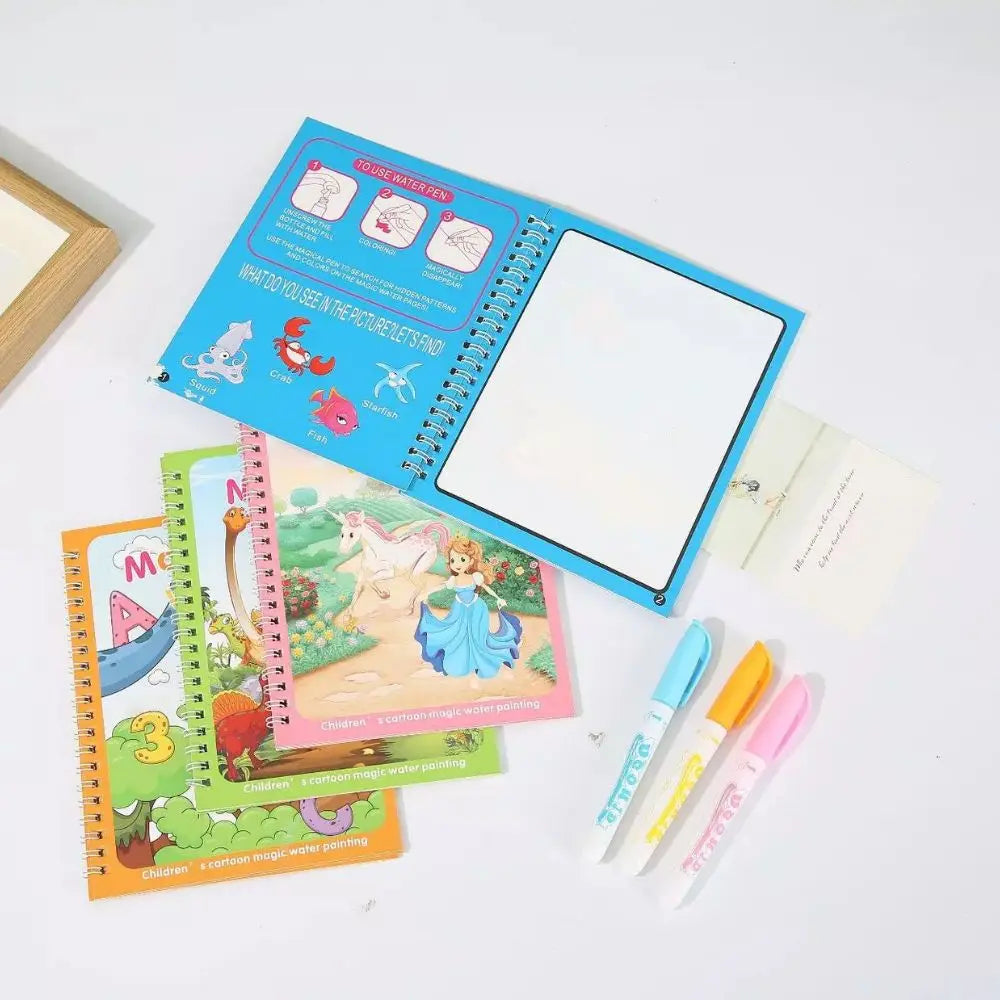 Magical Book Water Drawing Montessori Toys Reusable Coloring Book Early Education Toys Dinosaur Princess Ocean World Letters