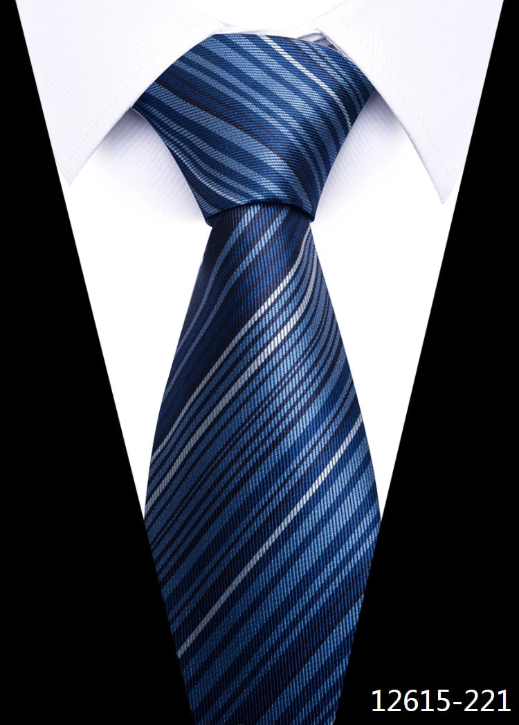 Hot Sale Brand New Style Tie Blue Golden Stripe Suit Accessories Necktie Men Gravata Fit Wedding Holiday Present