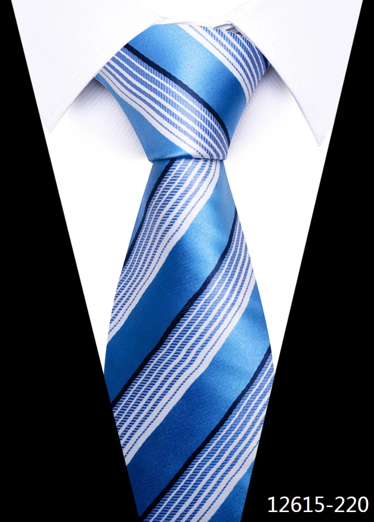 Hot Sale Brand New Style Tie Blue Golden Stripe Suit Accessories Necktie Men Gravata Fit Wedding Holiday Present